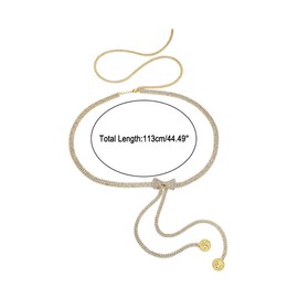 CHIC DIARY Decorative Glitter Belt Chain Belt with Bow Rhinestone Belt Gold Dress Belt Waist Chain for Dress, One size, Rhinestone
