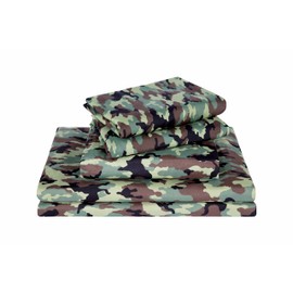 Chezmoi Collection Military Camo 4-Piece Sheet Set - Camouflage Army Green Printed Microfiber Soft Breathable Deep Pocket Sheets and Pillowcases Set, California King Size