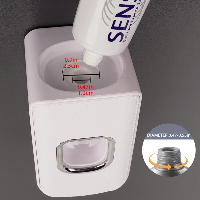 2 Slot Plastic Toothbrush Holder and Toothpaste Dispenser Wall Mounted,