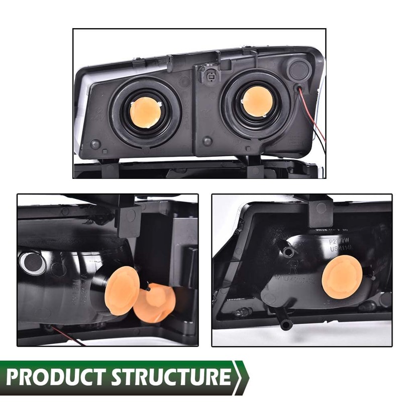 LQI LED DRL Headlights Assembly Compatible with Silverado/Avalanche 2003-2007 (Fit