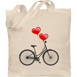 Shirtracer - Cotton Bag - Sayings Statement - Bicycle Heart Balloons, 1 natural white