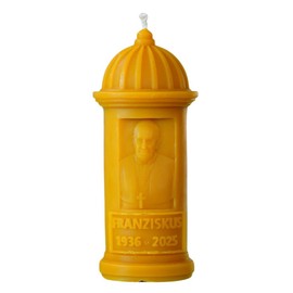 tea4chill Bienenwachskerze Papst Franziskus aus 100% Bienenwachs, Honigkerze, Kerze 7,8x18cm, handgefertigt