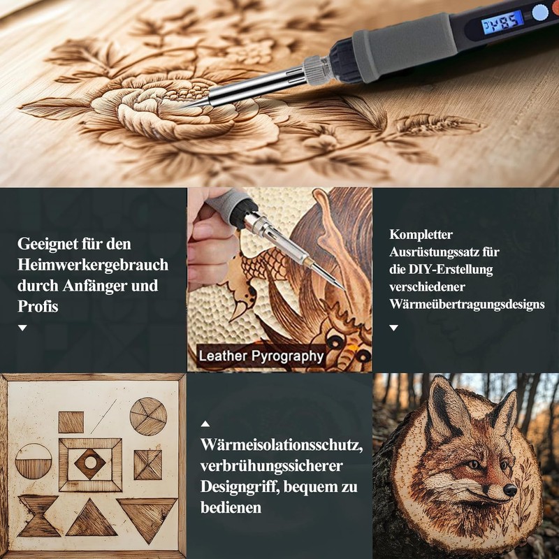 Pyrography Soldering Iron Set, 113 Pieces, Soldering Set, 60 W,