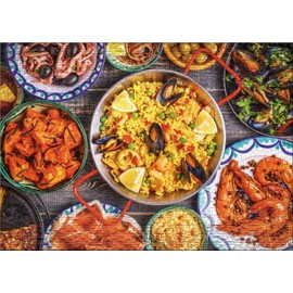 Ulmer Puzzleschmiede - Puzzle "Paella y Tapas" - Modern 1000 Piece Puzzle - Kitchen, Food and Food Photography Collection - A Colour-Intense Motif from Spain - Puzzle Quality Made in Germany