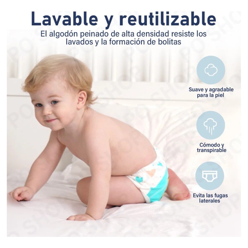 8pzs Calzones Entrenadores De Algodón Reutilizables Pañal