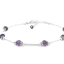 Anklet Amethyst Sterling Silver Beach Jewelry Feburary Birth Stone, Bridesmaid Gift, Beach, Purple Anklet