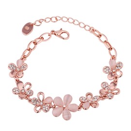 FRCOLOR Women Bracelets Flower Plated Bracelet Floral Bracelet Rose Gold Flower Bracelet Rose Gold Beads Bracelet Bracelets for Women Bracelet for Women Ladies Bracelets Alloy Miss