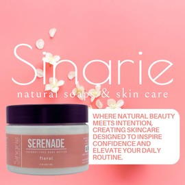 Sinarie Coconut-Free Body Butter | Luxurious Hydration with Shorea Butter, Evening Primrose Oil, Argan & Moringa Oil | Non-Greasy, Natural Ingredients | For Sensitive Skin (5.3 oz., Serenade)