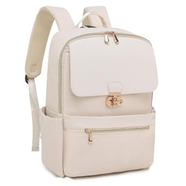 Laptop Backpack for Women, 15.6 Inch Work Business Backpacks Purse, College Bookbag for School, Waterproof Daypack for Travel (Beige)