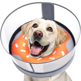 Didopet Inflatable Dog Cone with Transparent Shield, Protective Dog Donut Collar After Surgery to Stop Licking, Soft Donut Cone for Small Pets, Adjustable Recovery Collar with Buckle Visibility