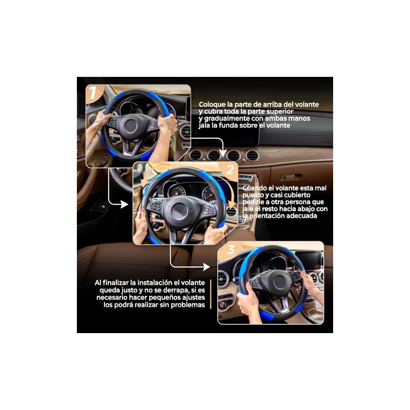 Funda Cubre Volante Deportivo Protector Antiderrapante Auto