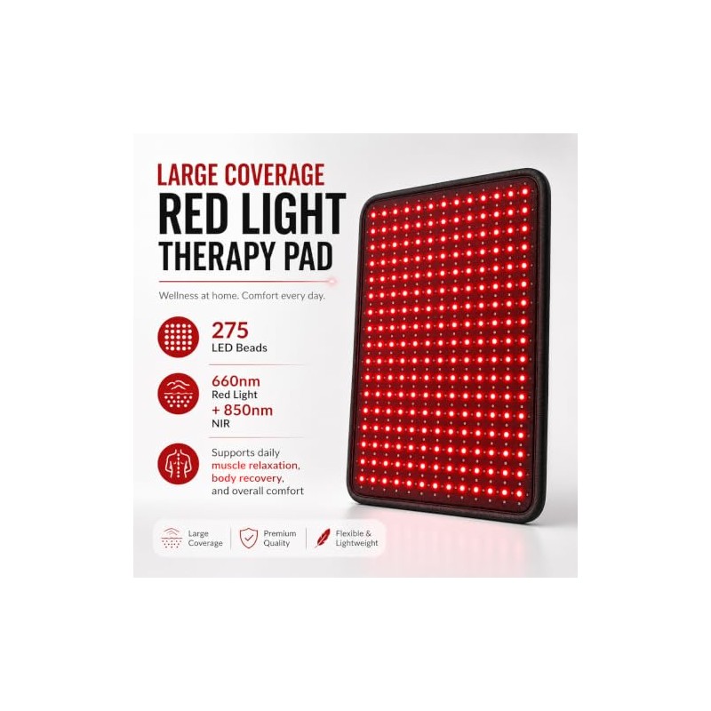 Almohadilla Grande Terapia Luz Roja Cuerpo 275 Led Infrarroja 660