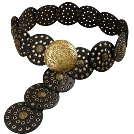 INOGIH Womens-Wide-Disc-Boho-Concho-Western-Belt - Western-Leather-Cowgirl-Country-Belt for Dress Jeans