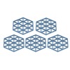 5pcs Table Mats Geometric Hex Shape Hollow Silicone Blue Insulation