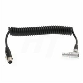 HangTon TVLogic Alphatron EVF Monitor Coiled Cable Right Angle 0B 2 Pin to Mini XLR 4 Pin for Alexa Camera 12V