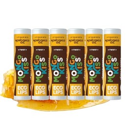 Eco Lips Bálsamo labial Mongo Kiss 6 unidades (6 tubos) por Eco Lips 100 cera de abeja orgánica y manteca de cacao cuidado de labios con aceite...    