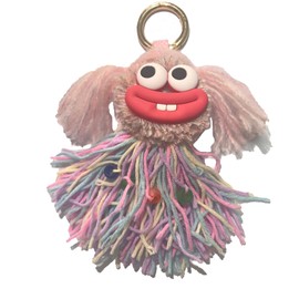 Jineryult Cute Furry Keychain - Goofy Jellyfish-Eyed Car Accessory, Ideal for Bag or Phone Decoration (Pink)