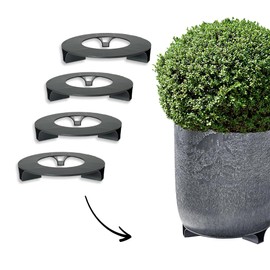 terraced® - Set of 4 - Saucer Flower Pot - Colour: Black - Round - 16 cm Diameter - Recycled Material - Made in Germany