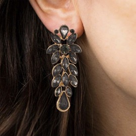 Aneneiceera Vintage Crystal Chandeliers Earrings Black Rhinestone Earrings Black Chandeliers Drop Earrings Cluster Cz Dangle Earrings Jewelry for Women and Girls