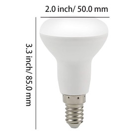 BesYouSel R50 LED Lamp E14 Base 5W (45W Incandescent Bulb Equivalent) R50 Long Neck Mushroom Shape Light Bulbs 6000K Cool White 120 ° Beam Angle Wide Flood Light for Home, School, Store, Pack of 4
