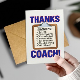 Thank You Card for Teachers and Coaches, Team Sports Gratitude, School Athlete Appreciation, Ideal Basketball Wrestling Soccer Coach Retirement Birthday Gifts Single 5.3''x 8'' Folded Card with