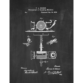 Thomas Edison Phonograph Or Speaking Machine Patent Print Chalkboard (13" x 19") M11060