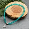 Sea Green Frosted Glass Bead Anklet with Silver Plated Hamsa/Fatima's