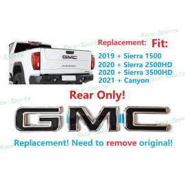 Auto GMC Rear Tailgate Chrome Black GMC Emblem GMC Sierra 1500 2500HD 3500HD CANYON