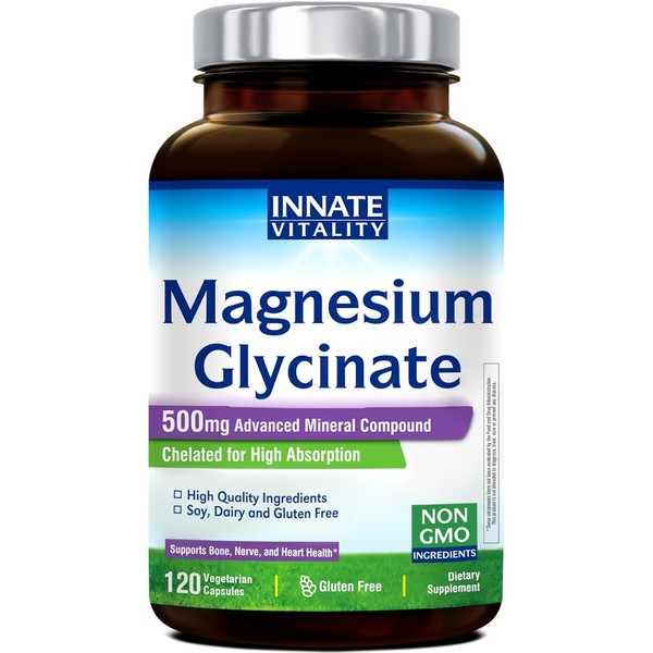 Innate Vitality Magnesium Glycinate 500mg | 70mg Elemental Magnesium Supplement-