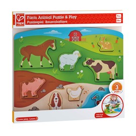 Hape E1454 Steckpuzzlespiel Bauernhoftiere