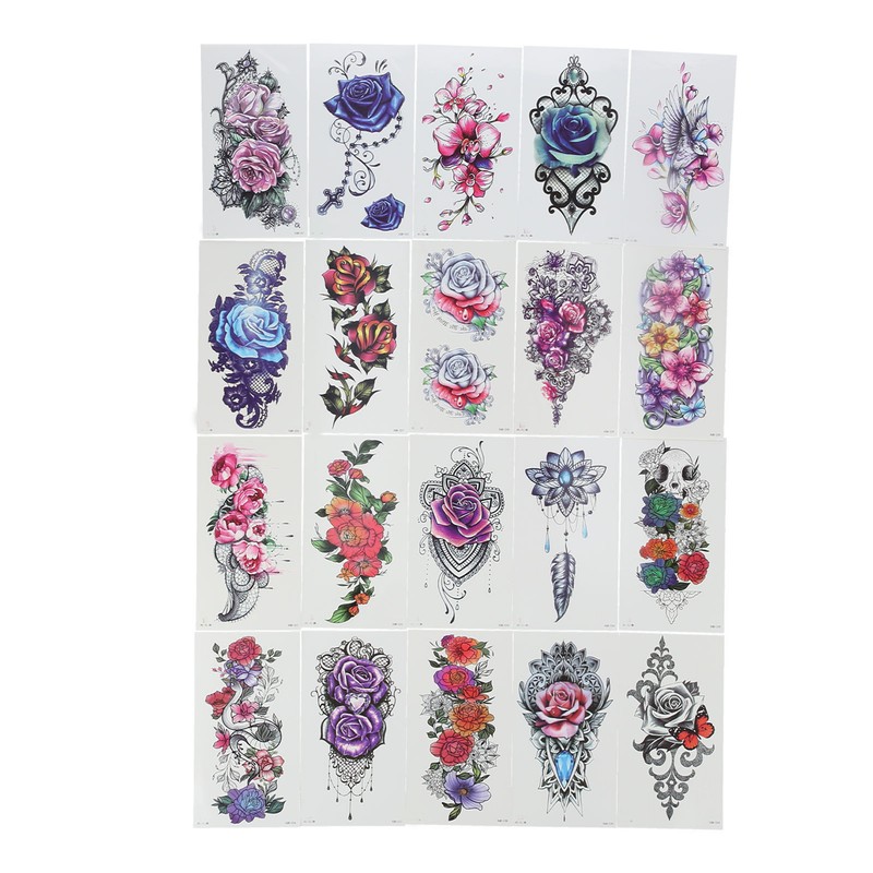 20pcs Temporary Tattoos Stickers Waterproof Long Lasting Flower Fake Tattoo
