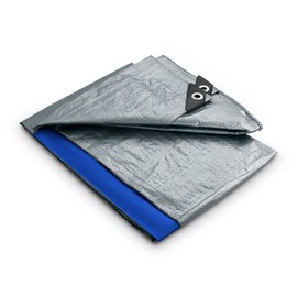 8x10 Tarp, Waterproof Plastic Poly 5.5 Mil Thick Tarpaulin with Metal Grommets Every 18 Inches - Emergency Rain Shelter, Outdoor Cover and Camping Use - (Reversible, Blue and Silver) (8'x10' Feet)