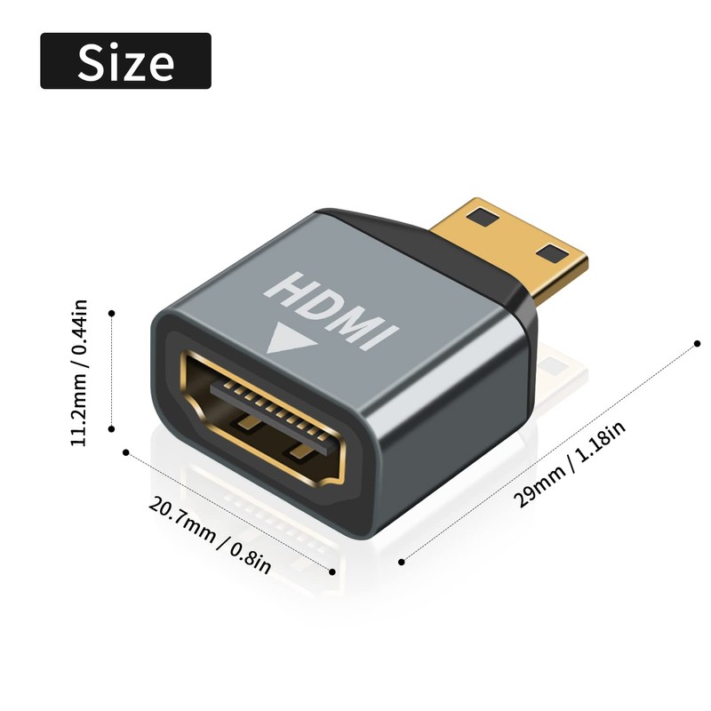 Poyiccot HDMI Mini HDMI Adapter 4K, Mini HDMI to HDMI