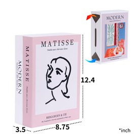 Book Shape Decorative Cable Management Box - Expandable Cable Organizer Box with Magnetic Closure for Home & Office (Modern Matisse, Large)