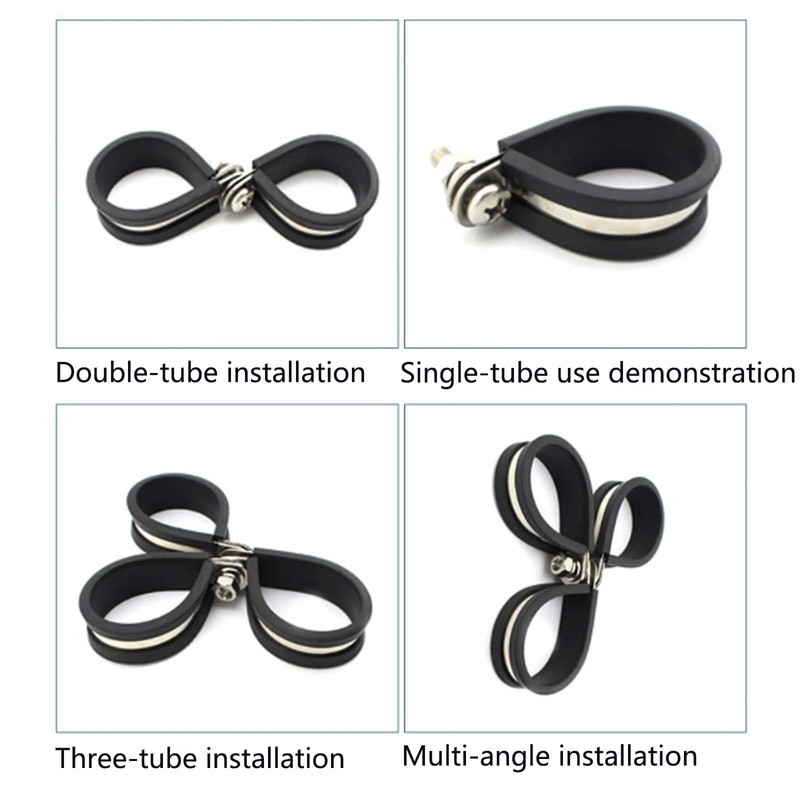 TOP-VIGOR 12Pcs 22mm(7/8") Rubber Cushioned Stainless Steel U-Shaped Pipe Clamp