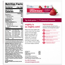 Plum Organics Mighty Snack Bars for Toddlers, Strawberry Fruit Snack Bar, 6 Count (Pack of 8)