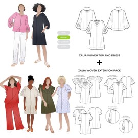 Style Arc Sewing Pattern - Zalia Top and Dress Plus Extension Pack Bundle (Sizes 10-22)