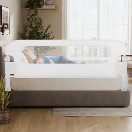 NUTIKAS Baby Bed Rail Guard for Toddlers - 78" Toddler Bed Rails for Twin, Full, Queen, King Bunk Size Bed Swing Down Bedrail Extral Tall Child Safety Side Railing Guards for Kids White