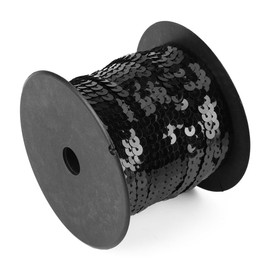 ZJchao Bricolaje 100 Yardas 6mm Cordón de Costura Brillante Accesorios de línea de Lentejuelas Redondas Planas(Negro)