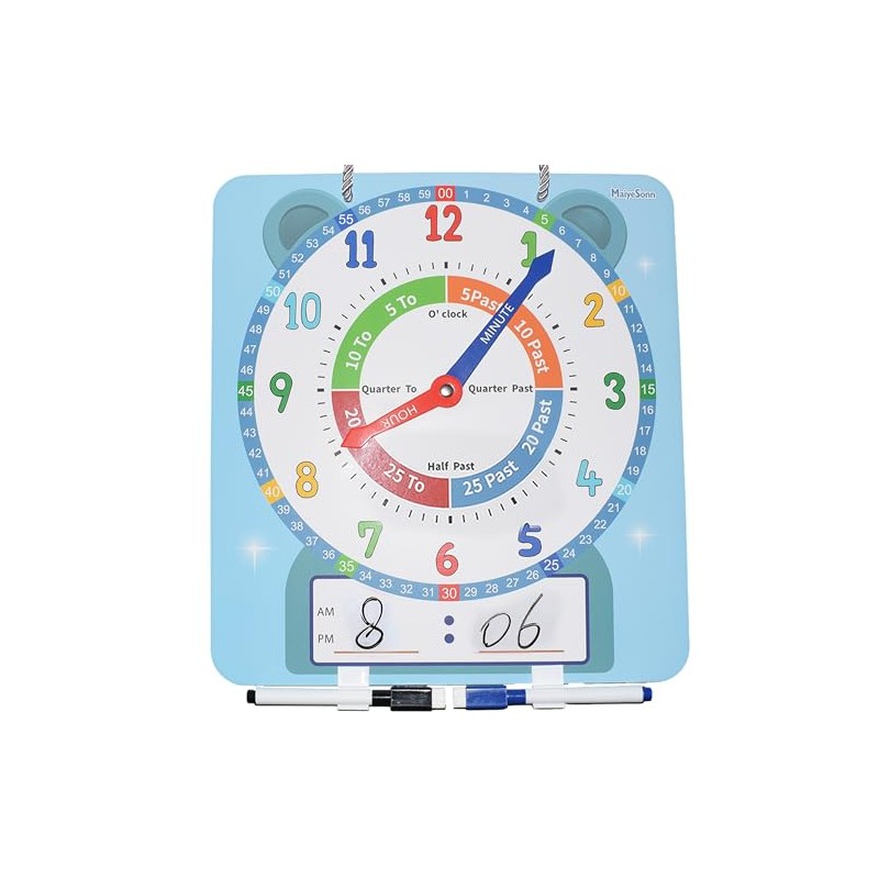 Teaching Clocks for Kids, Large Magnetic Writable Dry Erase Learning