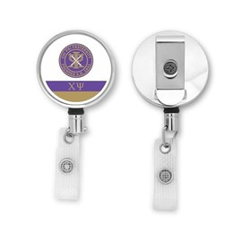 Chi Psi Fraternity Name Badge Reel, ID Badge Reels with Belt Clip, Retractable Badge Reel (Chi Psi #1)