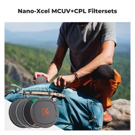 K&F Concept Filter Set, Nano X-Series Polarising Filter (CPL Filter), MCUV Filter, 2 Lens Caps & Storage Bag, 28 Layers Anti-Reflective Nano Coating, HD, Waterproof, Scratch-Resistant, 49 mm