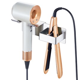 Hair Dryer Holder Wall Mounted, Hair Straightener Holder Stainless Steel, Adhesive Blow Dryer and Hair Straightener Holder, Bathroom Bedroom Hair Tool Organizer for Flat Iron,Curling Iron,Hairdryer