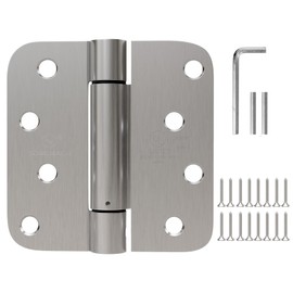 Self Closing Hinge 4 Inch Satin Nickel Auto Close Door Hinges Adjustable 4 Inch Spring Hinges 4"x 4" Door Closer Hinge 5/8" Radius Corner for Commercial Grade Auto Self-Closing UL Listed, 2 Pack