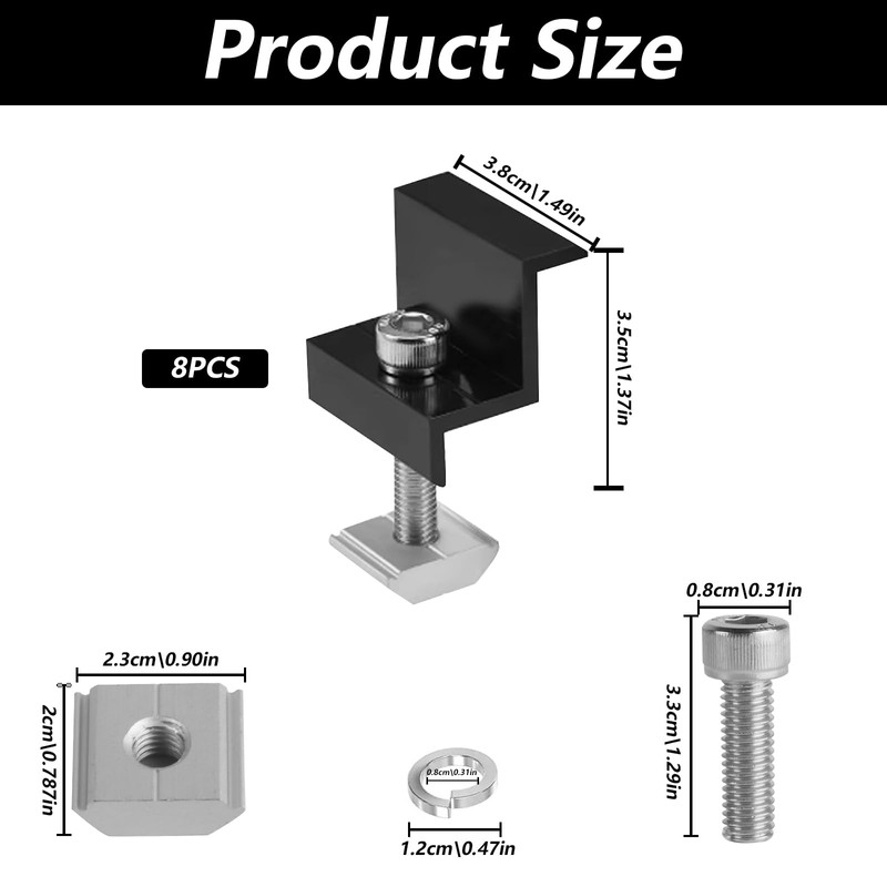 Pack of 8 Solar Panel Brackets, 30 mm Solar Panel