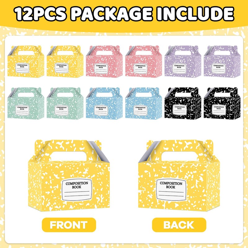 Yiaoyinnz 12Pcs Back to School Gift Boxes Composition Notebook Treat
