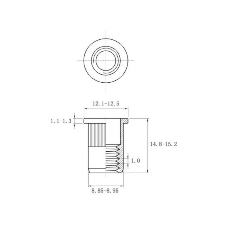 NOLDAR | Flat Head Rivet Nuts A2 Stainless Steel (AISI