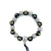 black and silver elastic bracelet bead mala Buddhist meditation letter
