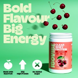 Isovibe Clear Whey Protein Powder Sour Cherry (20 Servings) Refreshing Protein Water | Zero Added Sugar | High Protein 20g Per Serving