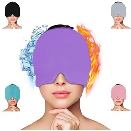 Gorro para Migraña,Gorra Frío para Aliviar El Dolor de Cabeza,Reutilizable, Compresas Frías y Calientes para Aliviar Eficazmente la Presión en los Ojos y la Cabeza (púrpura)